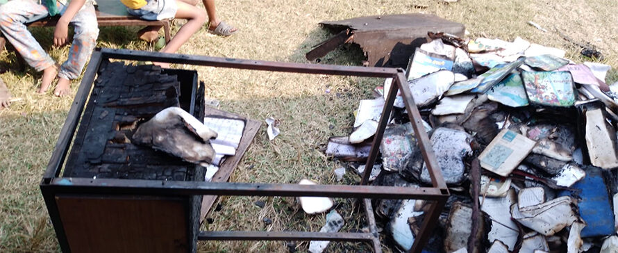 एक विद्यालयमा आगलागी, ७ लाख बराबरको क्षति