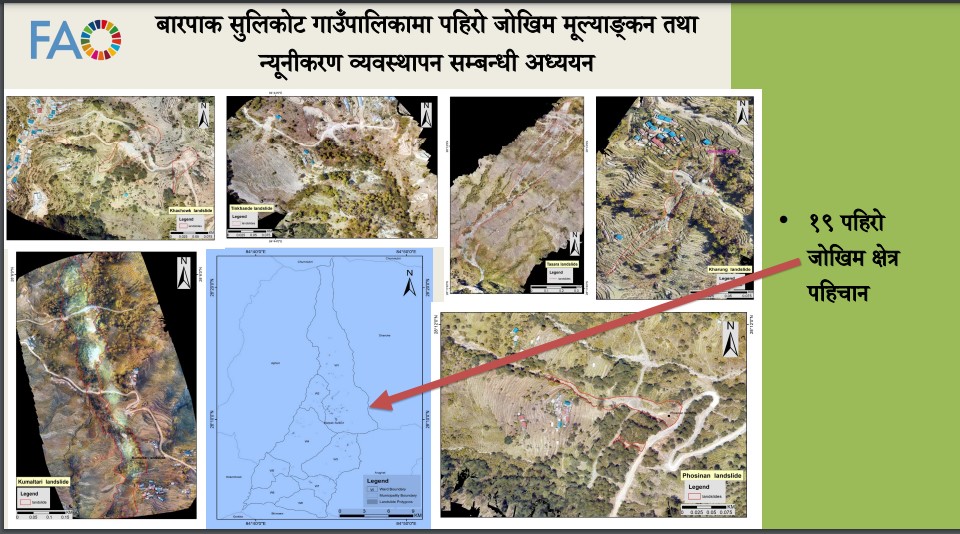 बारपाक सुलिकोटमा बिपद् जोखिम न्युनीकरणका लागि बस्ती वरपरका पहिरोको नक्साङ्कन
