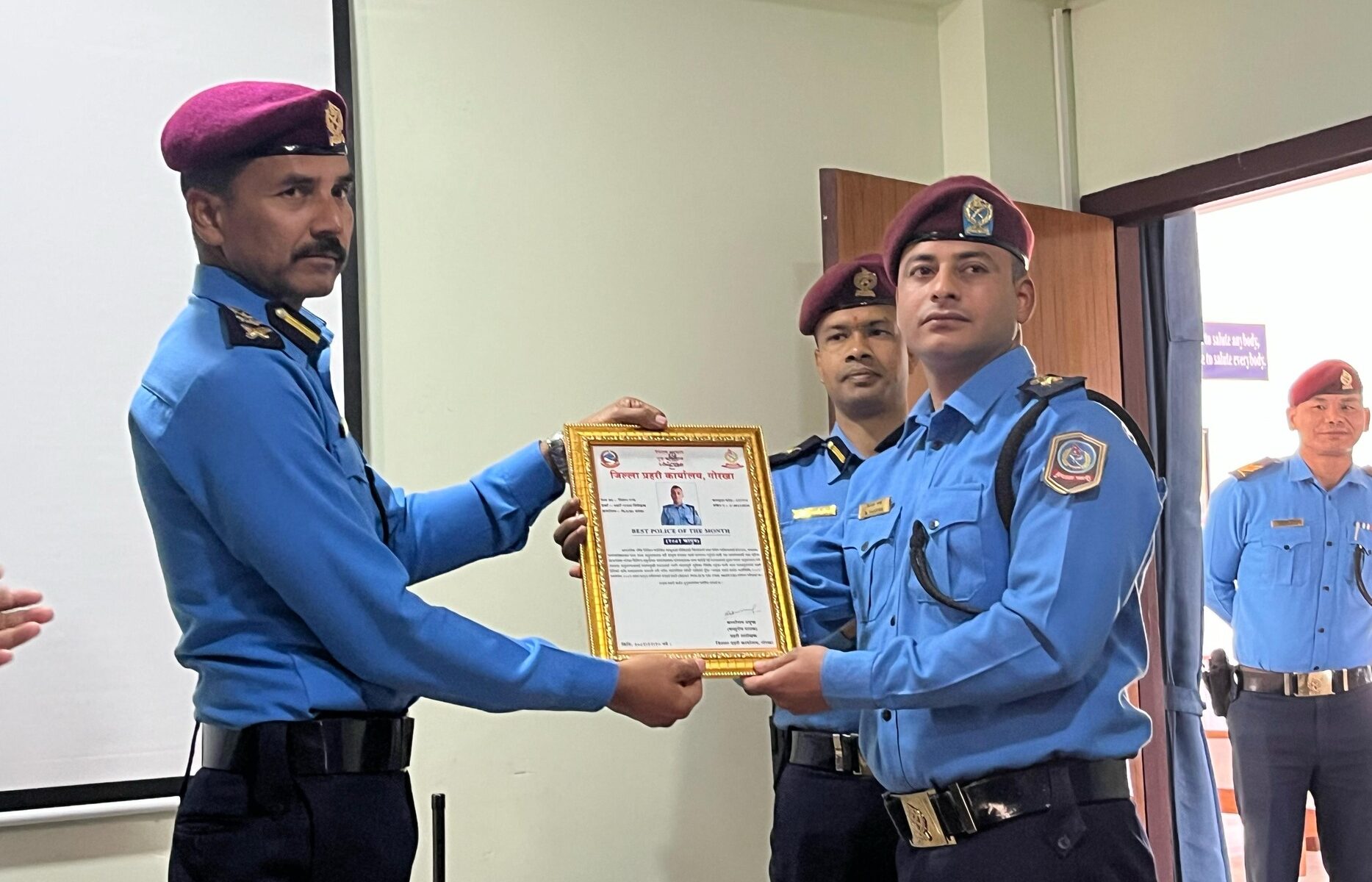 पन्थ जिप्रका गोरखाको फागुन महिनाको ‘बेष्ट पुलिस अफ द मन्थ’ घोषित