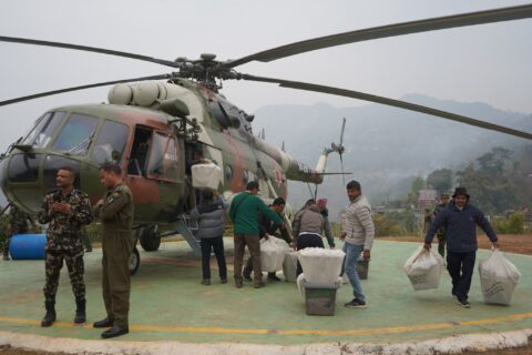 उत्तरी गोरखाका ७ वटा केन्दको मतपेटिका हेलिकप्टरबाट सदरमुकाम ल्याइयो