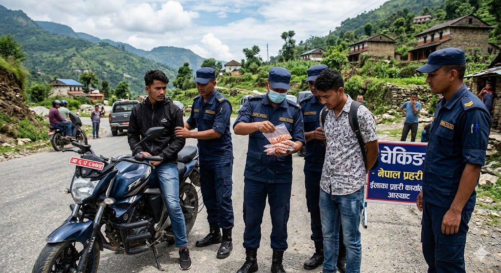 मोटरसाइकलमा लागुऔषध ओसारपसार: गोर्खा प्रहरीद्वारा २१ र २५ वर्षका युवकहरू पक्राउ