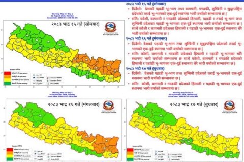 बाढी प्रभावित क्षेत्रमा भारी वर्षाको सम्भावना